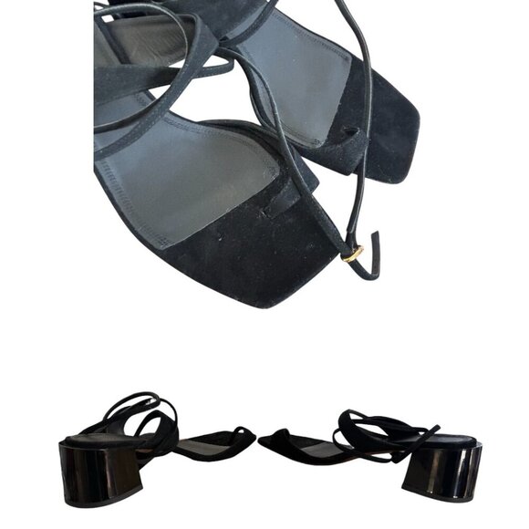 NEOUS BLACK LEATHER‎ STRAPPY TIMIR BLOCK CHUNKY HEELS SANDALS  9/39 NEW $600 - Picture 6 of 7